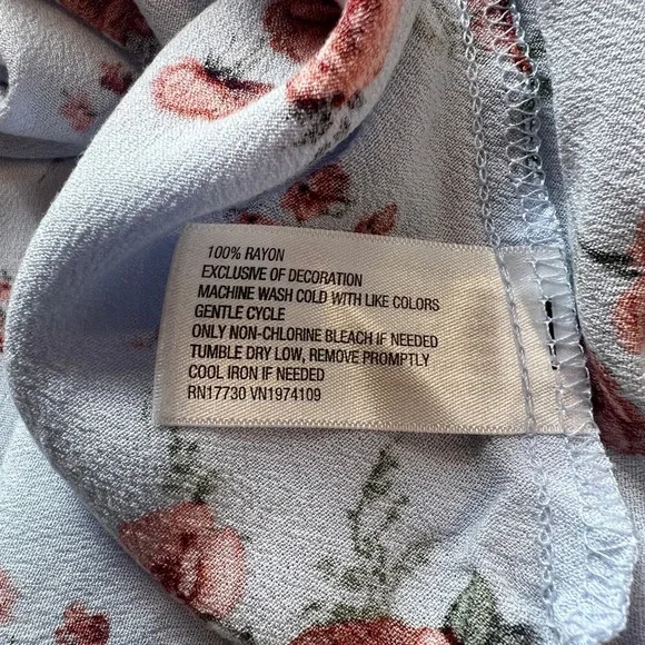 Wild Fable Women's Medium Blue Floral Dress Rayon Square Neck | Cottage - Picture 6 of 7